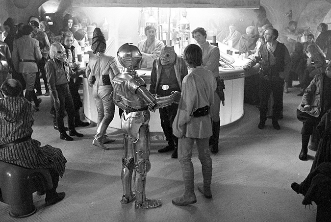 Futuristic bar scene from the movie Star Wars